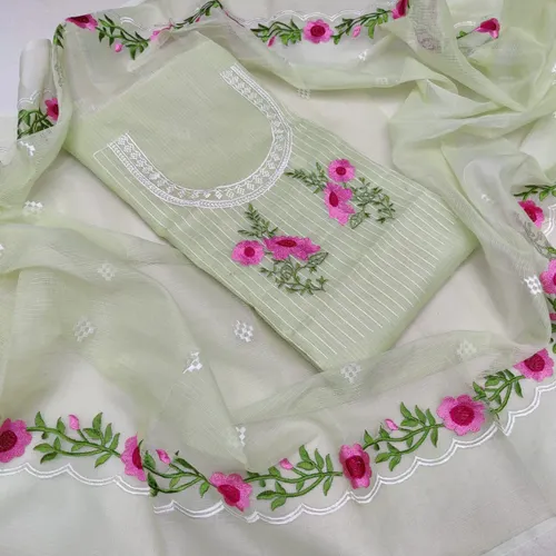 Exclusive Kota Doria Unstitched Dress Material with Dupatta – Lightweight, Elegant & Handcrafted Ethnic Wear for Women